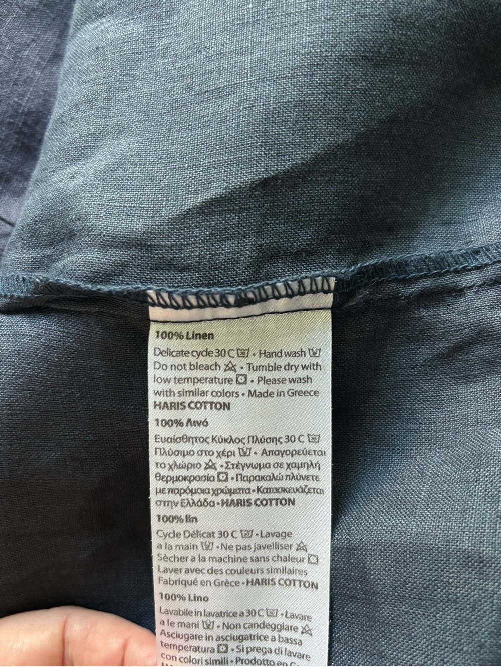Haris Cotton 100% Linen Dark Gray Dress Pockets Made in Greece Women's Size XS-M - Picture 7 of 10